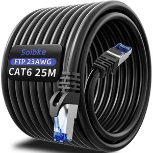 Cable Ethernet 25m Cable RJ45 25m Cat 6 Blindé FTP Cable Réseau Haut Débit Gi... - Photo 1/6