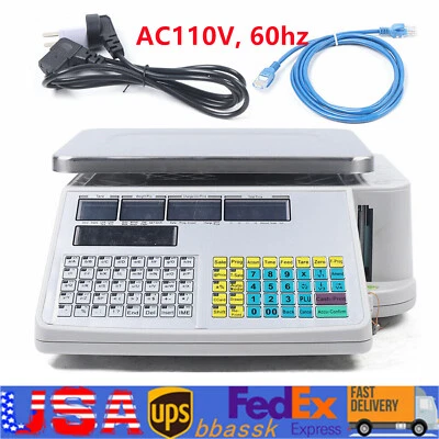 Digital Scale Price Computing Retail Meat Weigh Scale Label Printer 30Kg/66lbs! - Image 1 of 4