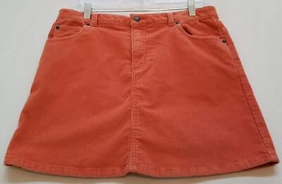Lands' End Skort Girl's 14 + Orange Pockets Corduroy Stretch Skirt Liner Ribbed - Image 1 of 4