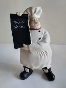 Italian Master Chef Holding Chalkboard Statue French Bistro Design Figurine 8" - Picture 1 of 9