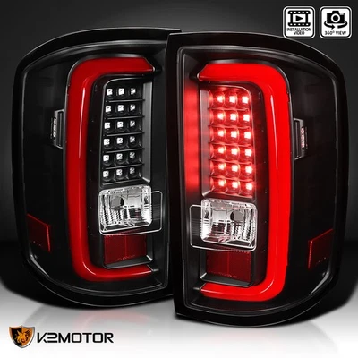 Black Fits 2014-2018 GMC Sierra 1500 2500 3500 Red LED Bar Tail Lights Lamps L+R Foto 1 de 4