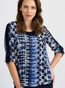 Joseph ribkoff Size UK 18 tunic top Women’s blue black 3/4 sleeve NWT RRP £159 - Picture 1 of 12