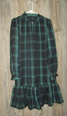 J Crew Womens Size XL Puff Sleeve Dress Classic Blackwatch Plaid Green - Image 1 of 4