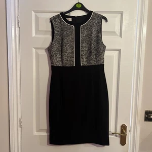 Hobbs Brienna Black Grey Twead White Elegant Lined Shift Dress Ex Cond. 12 Lined - Picture 1 of 12