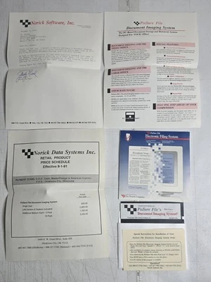 Vintage 1991 PixSure File Electronic Filing System PC Software Letter Price List - Image 1 of 4
