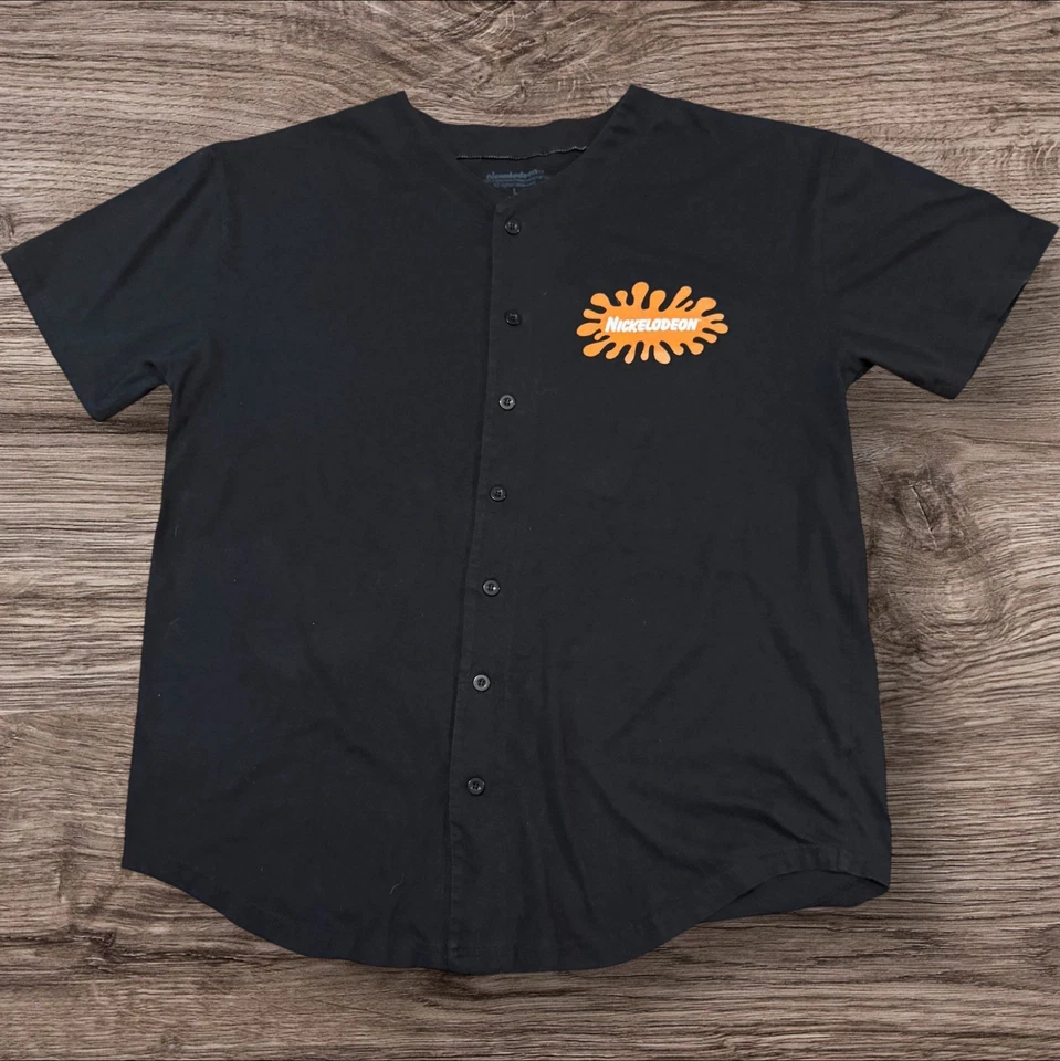 Camisa con botones gráfica mashup de Nickelodeon para hombre talla L 2017 manga corta Rugrat Foto 1 de 3