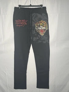 Ed Hardy Sweatpants Mens Size Small Black Retro Tiger Graphic Joggers Casual - Picture 1 of 4