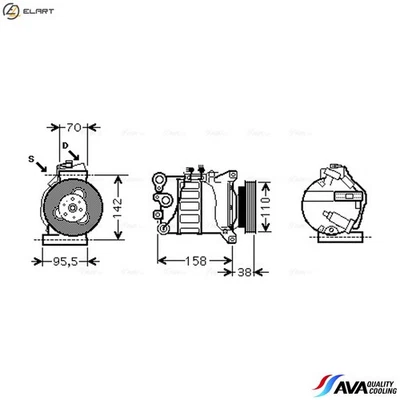 COMPRESSOR AIR CONDITIONING VOAK143 FOR FORD MONDEO/IV/Turnier S-MAX  VOLVO - Image 1 of 4