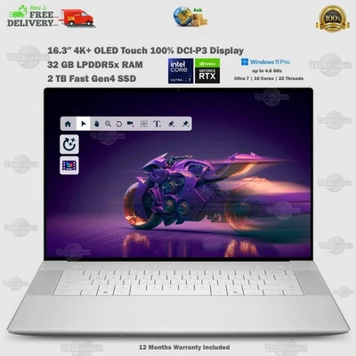 Dell XPS 9640 16.3″ OLED 4K+ Touch Laptop 32GB RAM RTX 4050 2TB SSD Ultra 7+Wrty - Image 1 of 4