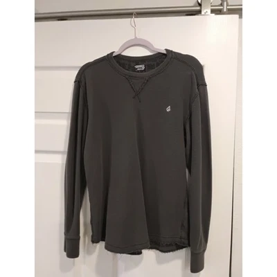 Volcom длинным рукавом тепловой рубашка мужчин уголь серый вафель трикотажа искусственно состаренный кромки-M - Изображение 1 из 4