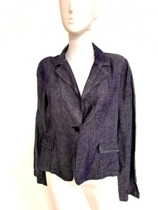 Giorgio Armani Black Label Blue Linen Blazer Jacket IT48 Fits S/Small M - Picture 1 of 8