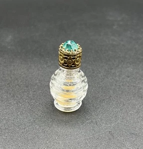 Vintage Glass Jeweled Perfume Bottle Ornate Filigree Top with Dauber - Picture 1 of 10
