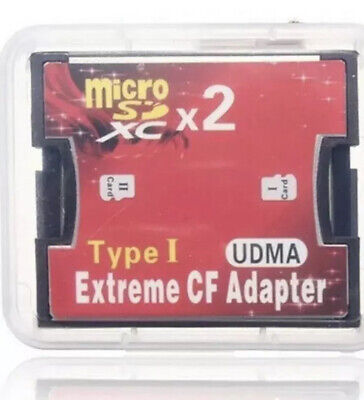Dual Port Micro Sd/sdxc Tf To Compact Flash Cf Type 1 Memory Card Reader Adapter • 10.90£
