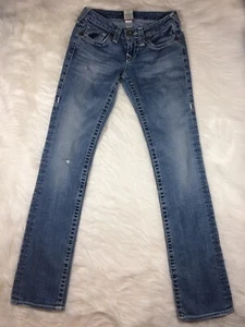 True Religion WORLD TOUR Juniors Jeans Sz 26 Distressed Denim Skinny Jeans - Picture 1 of 10