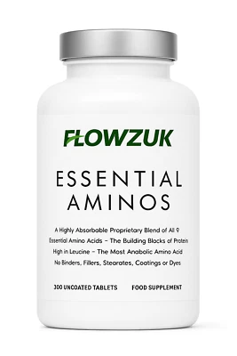 Flowzuk Essential Amino Acids 300 Tablets | EAAs + BCAAs | Vegan | UK Made - Image 1 of 4