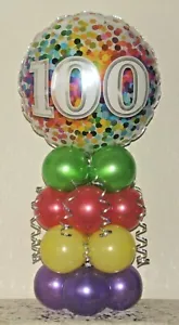 AGE 100 BIRTHDAY 100TH BALLOON DISPLAY - PARTY TABLE DECORATION NO HELIUM NEEDED - Picture 1 of 1