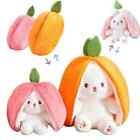 Cute Carrot Rabbit Plush Toy: Adorable Bunny hiding in a Strawberry Bag