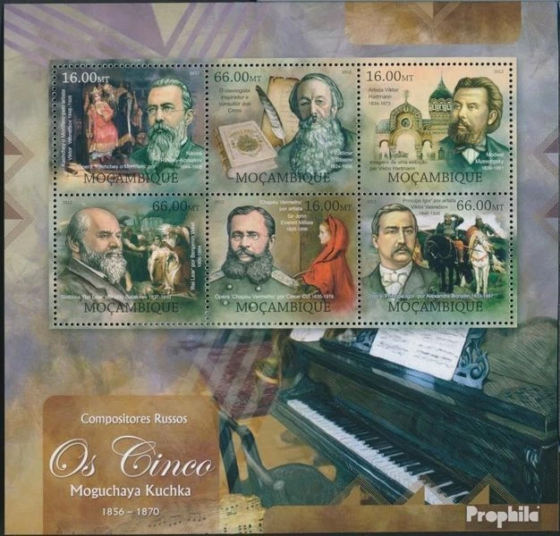 Estampillas Mozambique 2012 Mi 6028-6033 Hoja (completa. edición) MNH 2012 Russian Co Foto 1 de 1