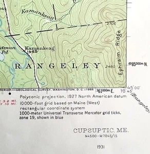 Map Cupsuptic Maine 1941 Topographic Geological Survey 1:62500 22 x 18" TOPO3 - Picture 1 of 2