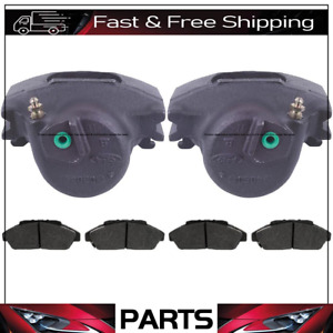 Front Left + Right Brake Calipers & Metallic Pads For 1987-1997 Ford Aerostar