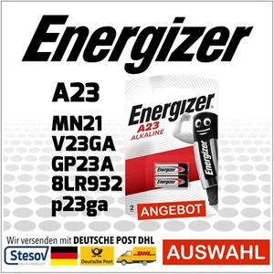 2er Pack Alkaline Batterie Energizer 23A 12V MN21 V23GA GP23A p23GA 8LR932 A23 - Picture 1 of 1