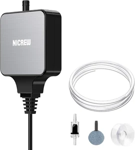 Nano Silent Aquarium Air Pump Black, Aquarium Aerator with Accessories for up to - Bild 1 von 12