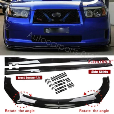For Subaru Forester Front Bumper Lip Splitter Body Kit + Side Skirts Gloss Black Foto 1 de 4
