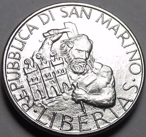San Marino 50 Lire 1994 Gem Unc~Stone Cutter Holding Hammer And Chiesel~Rare~FS - Picture 1 of 2