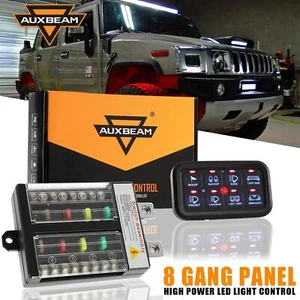 AUXBEAM 8 Gang Switch Panel Kit On/Off LED Switch Panel Circuit Blue Marine Boat - Picture 1 of 12