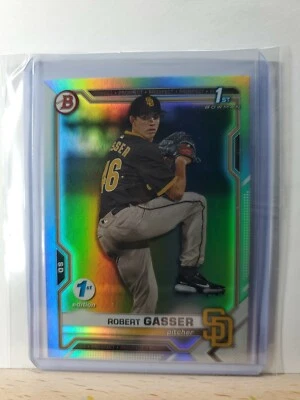 2021 Bowman Draft Baseball 1st Edition Robert Gasser Sky Blue Foil # BD-135 - Image 1 of 2