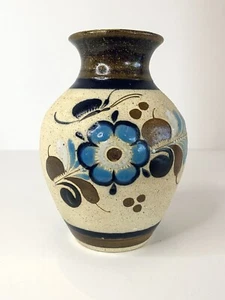 Vintage Tonala Vase Art Pottery Floral Handpainted Signed Gardiel Mexico MCM 6" - Picture 1 of 12