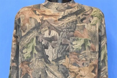 vintage 80s CAMO ADVANTAGE TIMBER CAMOUFLAGE WOODLAND POCKET LS t-shirt MEDIUM M - Image 1 of 4