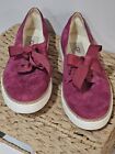 UGG Pure Size 9.5 EUC Carilyn Suede Lace Up Sneaker Dark Pink Fuscia Raspberry