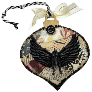 Ornamento artigianale quercia collage di ispirazione vintage Pegasus cavallo e accenti - Foto 1 di 8