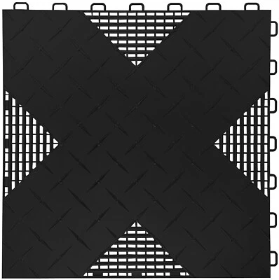 Black … HYBRID-X garage floor tiles. 50 square feet  17” X 17” MADE IN USA - Image 1 of 4