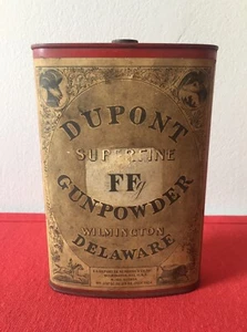 Pólvora vintage década de 1920/Dupont Superfine FFG lata/vacía - Imagen 1 de 12