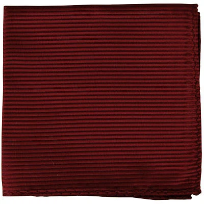 New polyester woven thin striped pocket square hankie handkerchief burgundy - Image 1 of 2