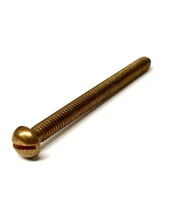 (10) 1/4-20 x 3 Round Head Machine Screw Brass Slotted Full Thread .25, 3" BRASS - Picture 1 of 2