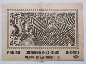 BEATLES PENNY LANE / STRAWBERRY FIELDS ORIGINAL 1967 ADVERT - Picture 1 of 1