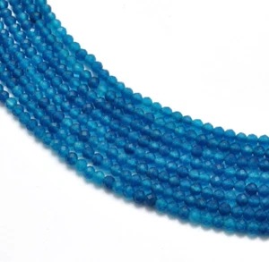 2mm Natural Blue Apatite Gemstone Round Faceted Beads Strand 12.5 inch - Picture 1 of 7