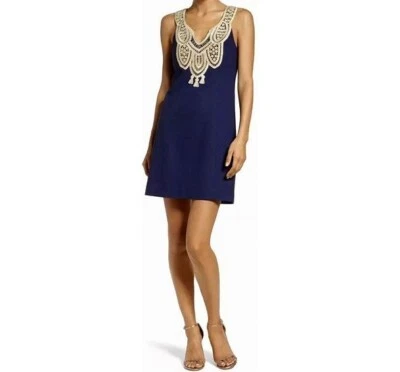 Lilly Pulitzer 25094 Largo Shift Dress in True Navy and Gold - Size 2 - NWT - Image 1 of 4