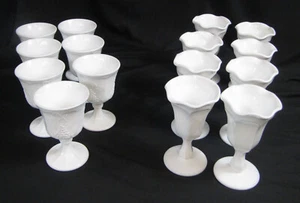 VINTAGE INDIANA WHITE MILK GLASS 7 HARVEST GRAPE  OR 8 SCALLOPED SUNDAE GOBLETS - Picture 1 of 26