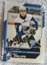 Minnesota Wild Zack Phillips Signed 10/11 ITG H&P Saint John Sea Dogs Card Auto