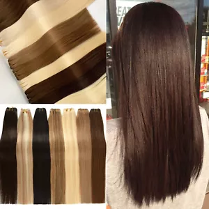 Premium Remy Human Hair Weft Weave Extensions Sew-in Weft Hair Extensions Thick - Bild 1 von 81