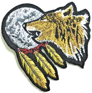 "HOWLING AT THE MOON WOLF'S HEAD" Patch Embroidered IRON ON or SEWN NEW !!! - Bild 1 von 1