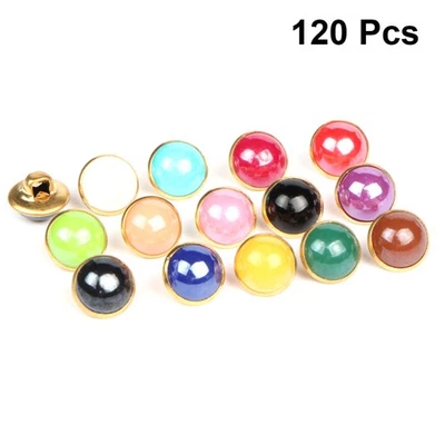 120Pcs Pearl Buttons 10mm Mixed Color Copper Base Buttons for Sewing - Image 1 of 4