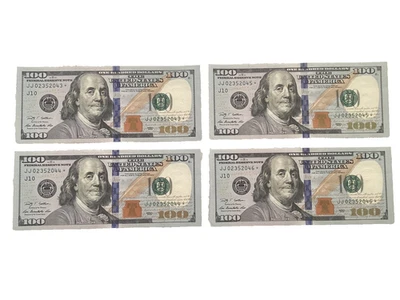 4- $100 dollar bill STAR BANKNOTE SEQUENTIAL CONSECUTIVE SERIES 1999 - Image 1 of 2