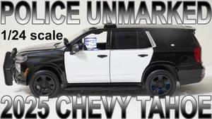 1/24 Black & White Unmarked Police 2025 Tahoe with Lights Siren SEE DESCRIPTION! - Picture 1 of 5