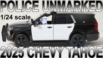 1/24 Black & White Unmarked Police 2025 Tahoe with Lights Siren SEE DESCRIPTION! - Image 1 of 4