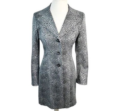 Abrigo Bebe Vintage Plateado Metálico Leopardo Estampado Animal Bolsillos Elegante Talla 10 Foto 1 de 4